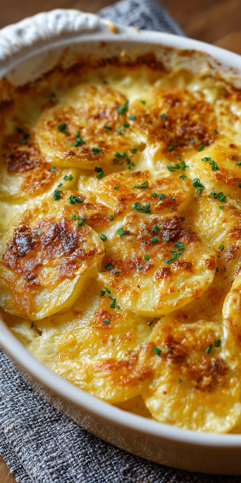 Air Fryer Scalloped Potatoes Easy served warm with cozy spices