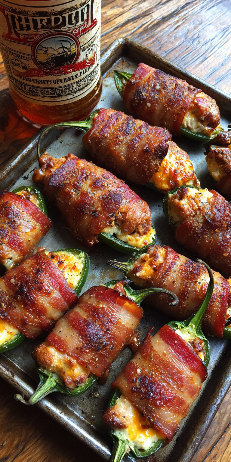 Bacon Wrapped Jalapeno Poppers served warm with cozy spices