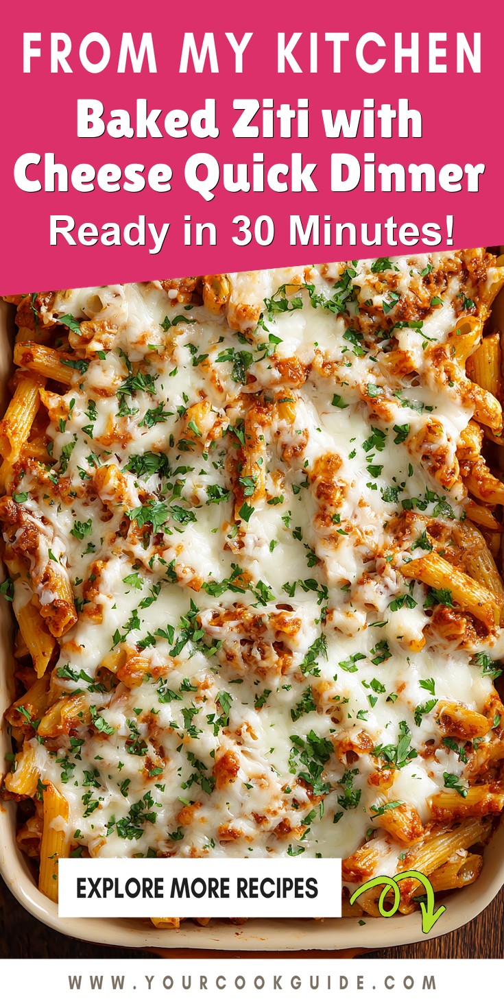 Baked Ziti with Cheese Quick Dinner served warm with cozy spices