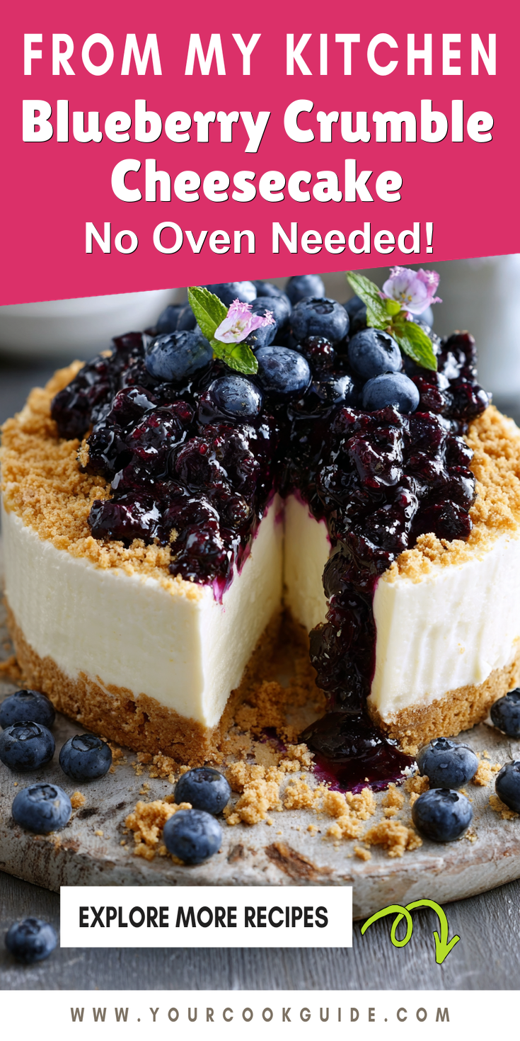 Blueberry Crumble Cheesecake served warm with cozy spices