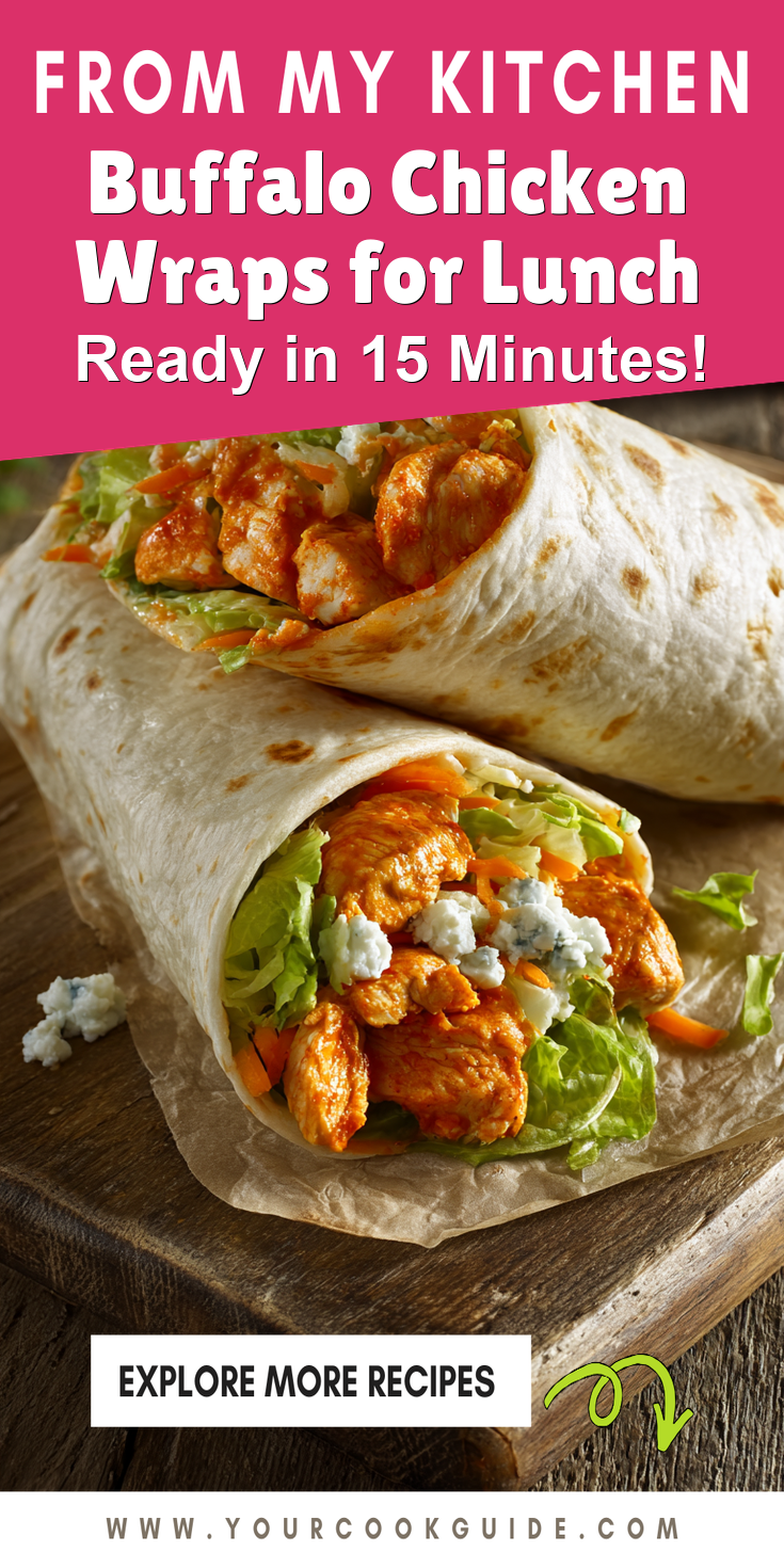 Buffalo Chicken Wraps for Lunch served warm with cozy spices