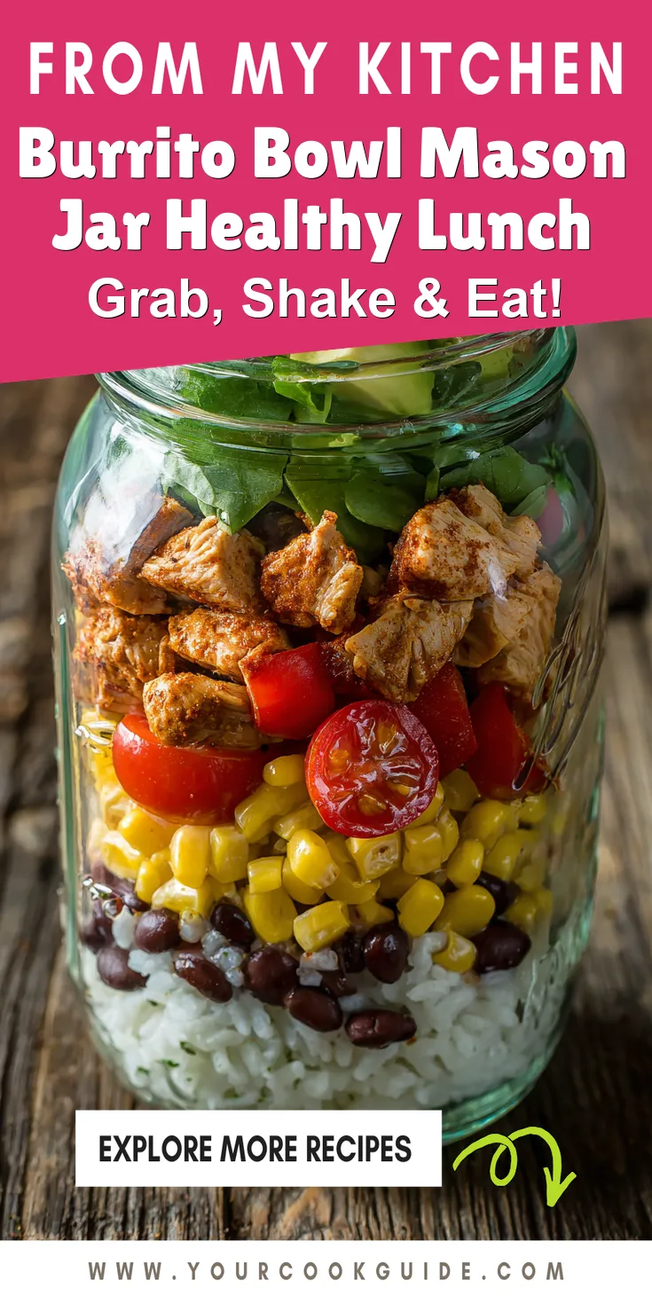 Burrito Bowl Mason Jar Healthy Lunch served on a plate