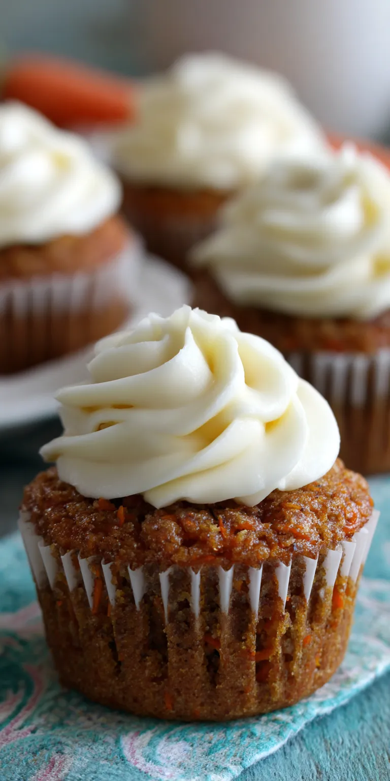 Carrot Cake Cupcakes with Cream Cheese served warm with gentle spices and a cozy aroma