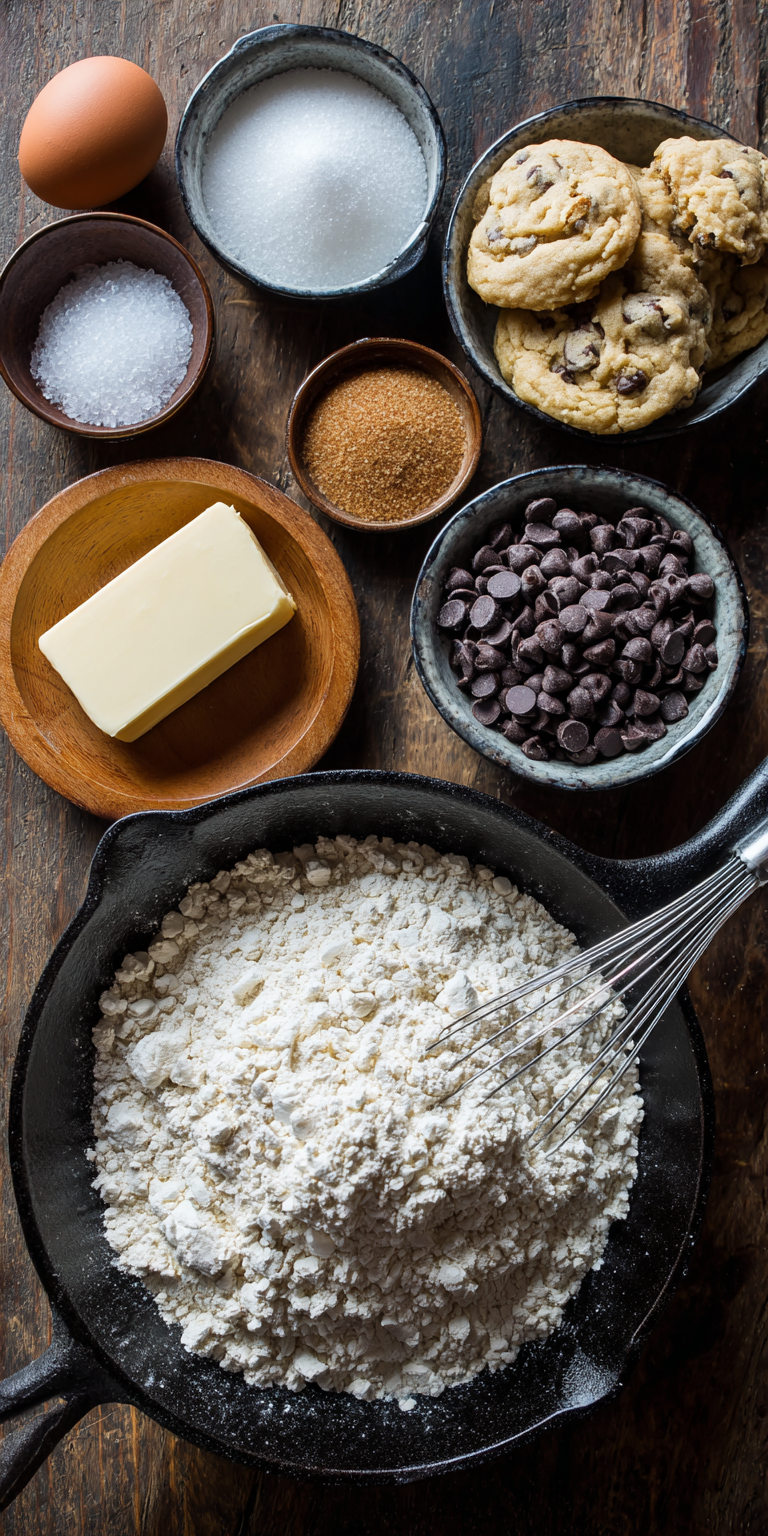 Cast Iron Skillet Chocolate Chip Cookie served warm with cozy spices