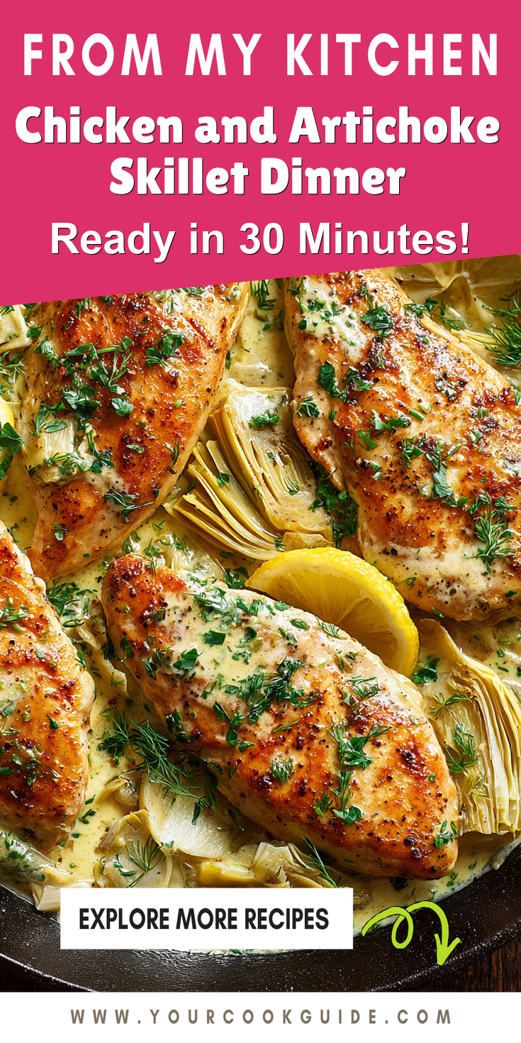 Chicken and Artichoke Skillet Dinner served warm with cozy spices