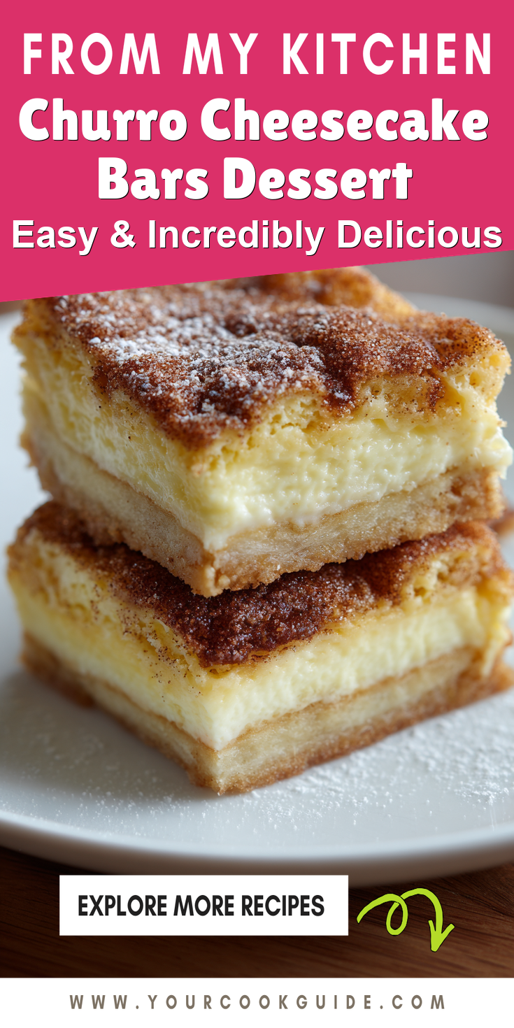 Churro Cheesecake Bars Dessert served warm with cozy spices