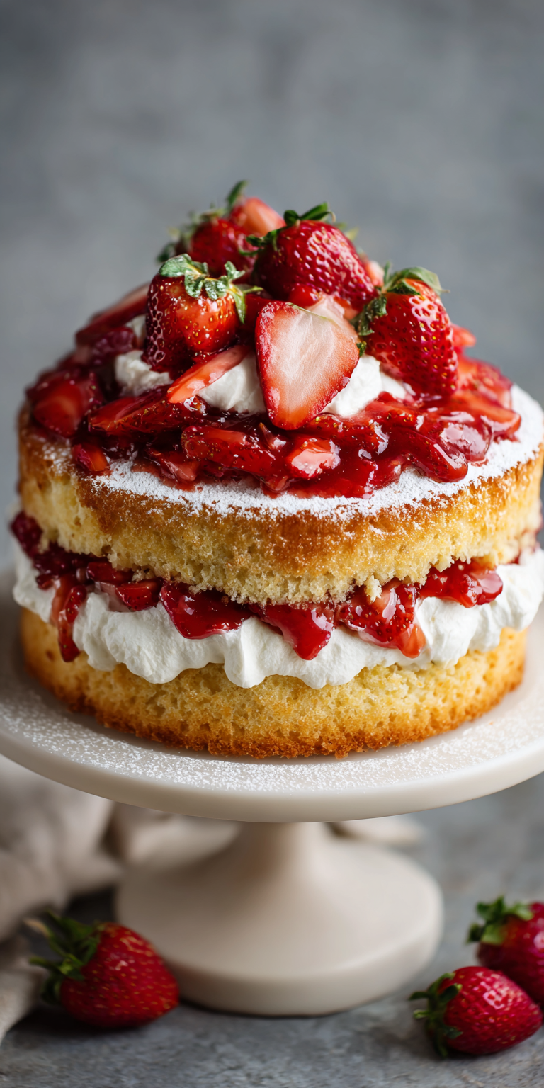 Classic Biscuit Strawberry Shortcake Cake served warm with cozy spices