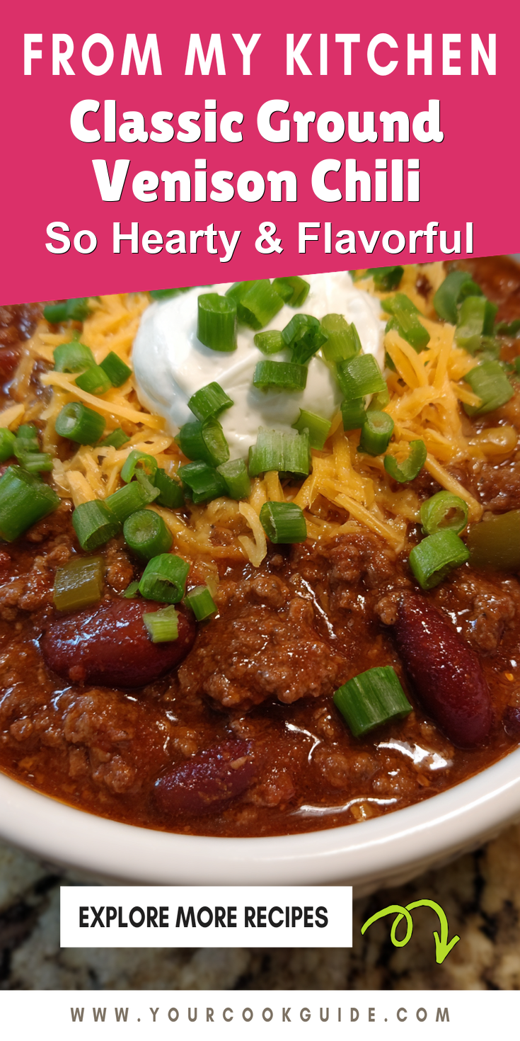 Classic Ground Venison Chili served warm with cozy spices