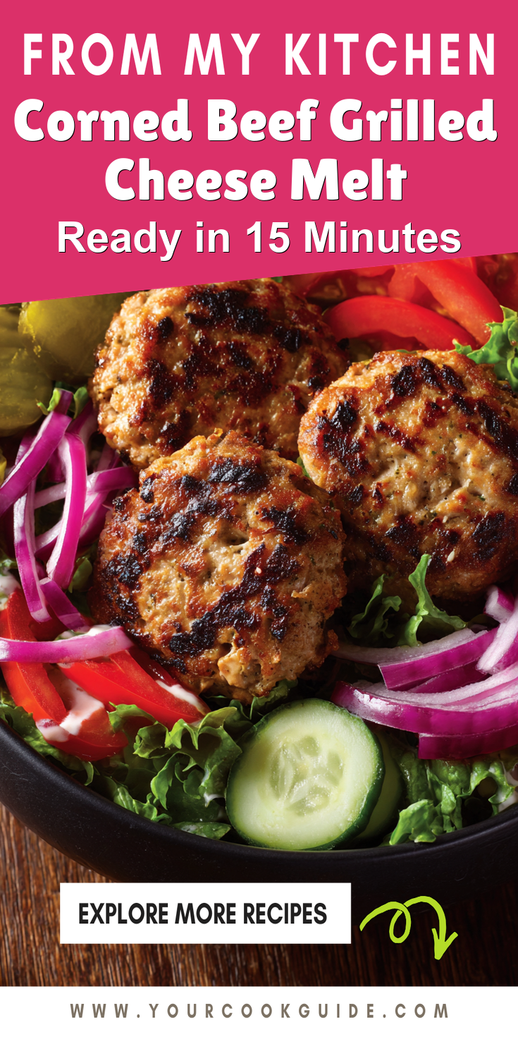 Corned Beef Grilled Cheese Melt served warm with cozy spices