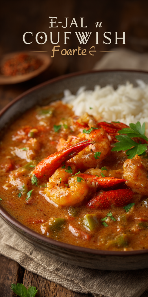 Crawfish Etouffee Cajun Seafood served warm with cozy spices