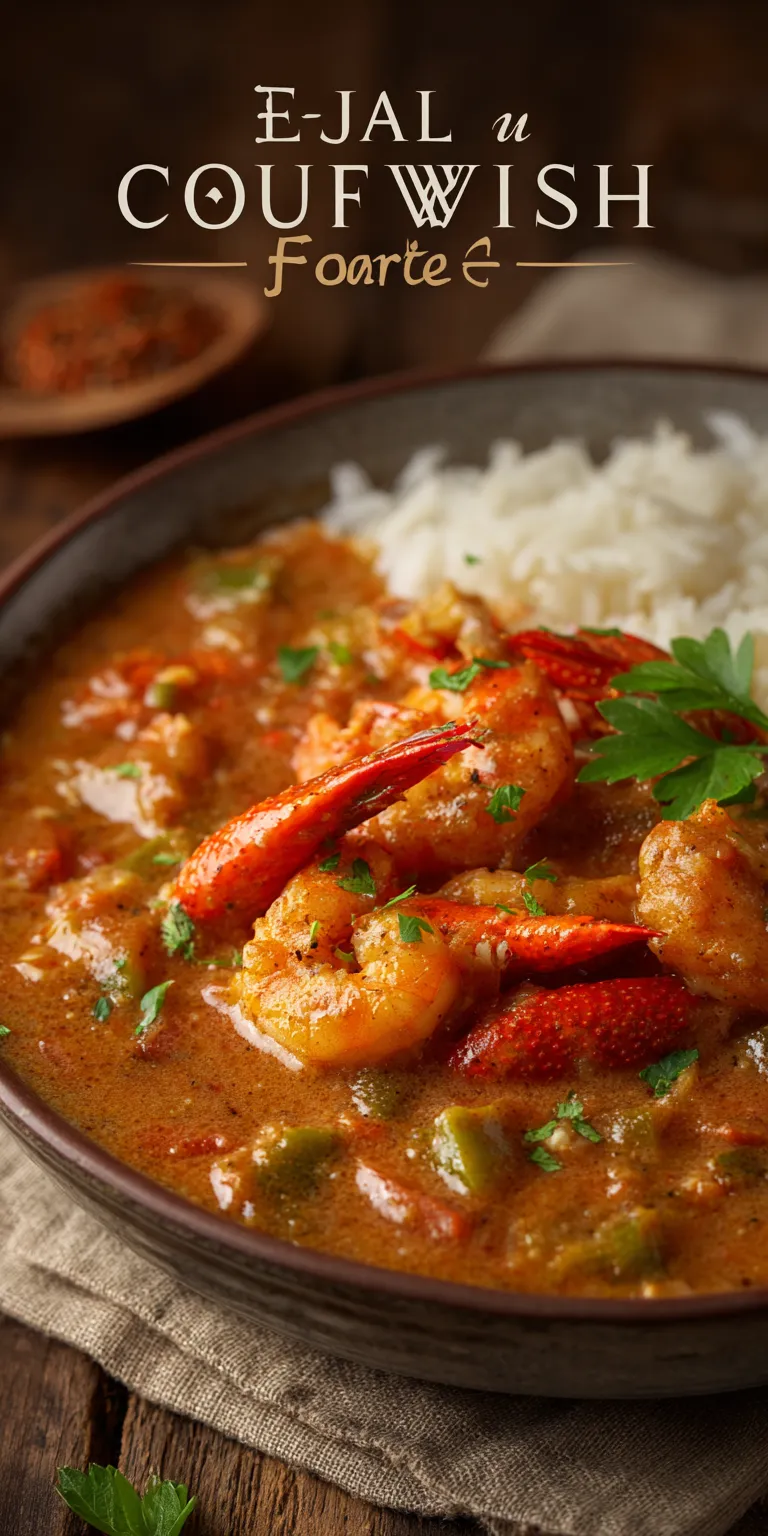 Crawfish Etouffee Cajun Seafood served warm with cozy spices