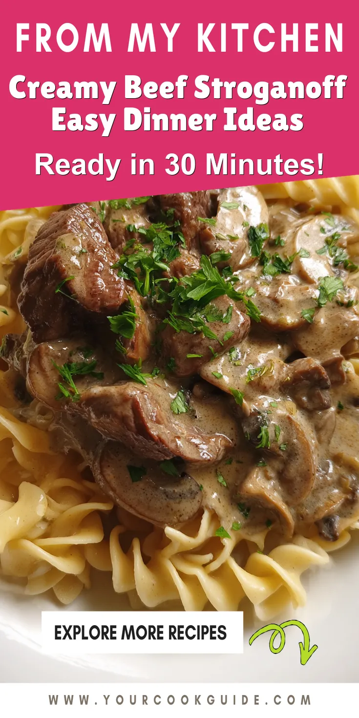 Creamy Beef Stroganoff Easy Dinner Ideas served warm with cozy spices