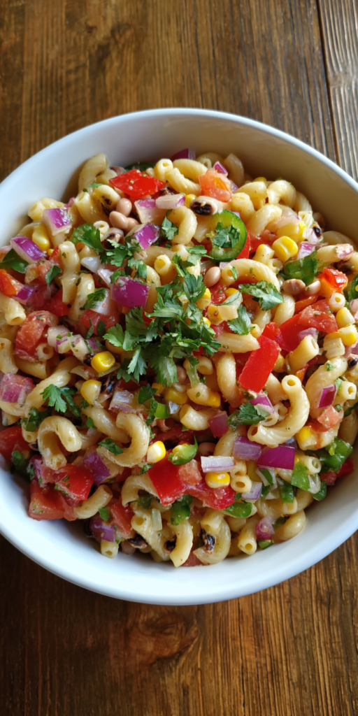 Creamy Dill Pickle Pasta Salad served warm with cozy spices