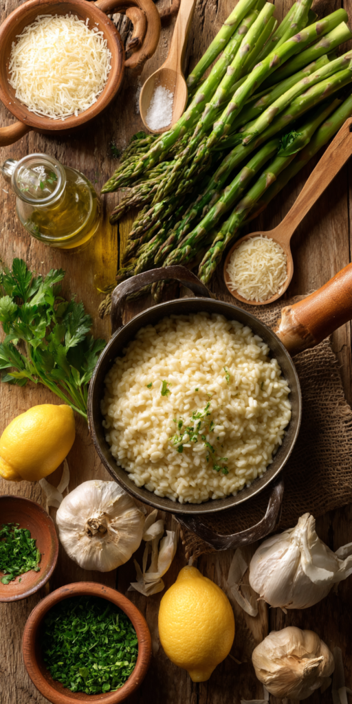 Creamy Lemon Asparagus Risotto served warm with cozy spices