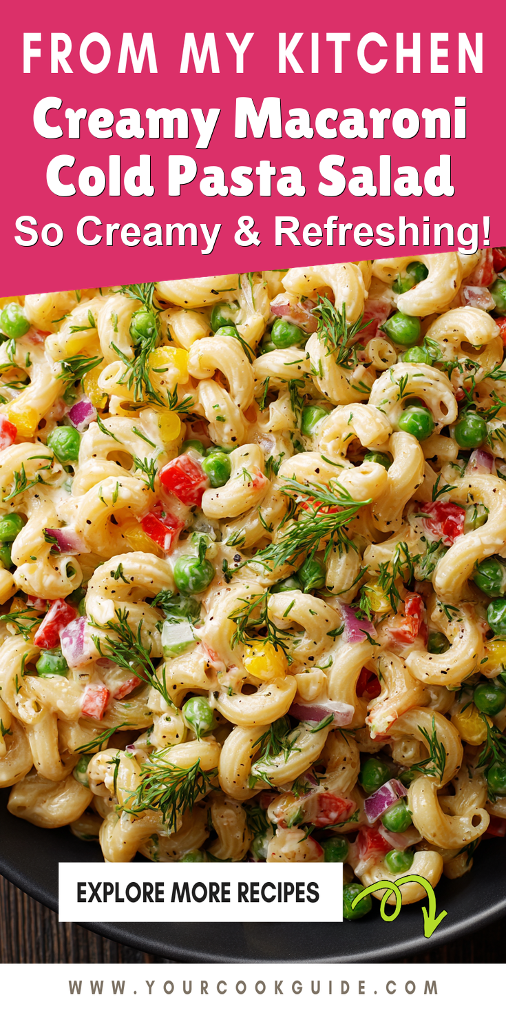 Creamy Macaroni Cold Pasta Salad served warm with cozy spices