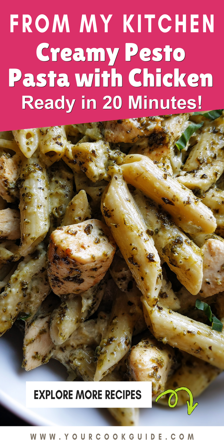 Creamy Pesto Pasta with Chicken served warm with cozy spices