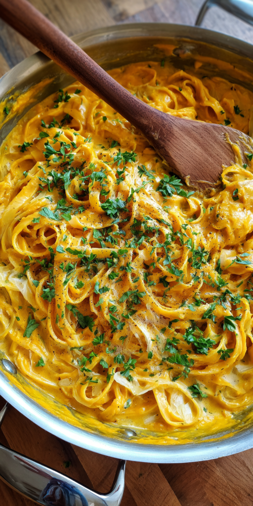 Creamy Pumpkin Pasta Sauce served warm with cozy spices