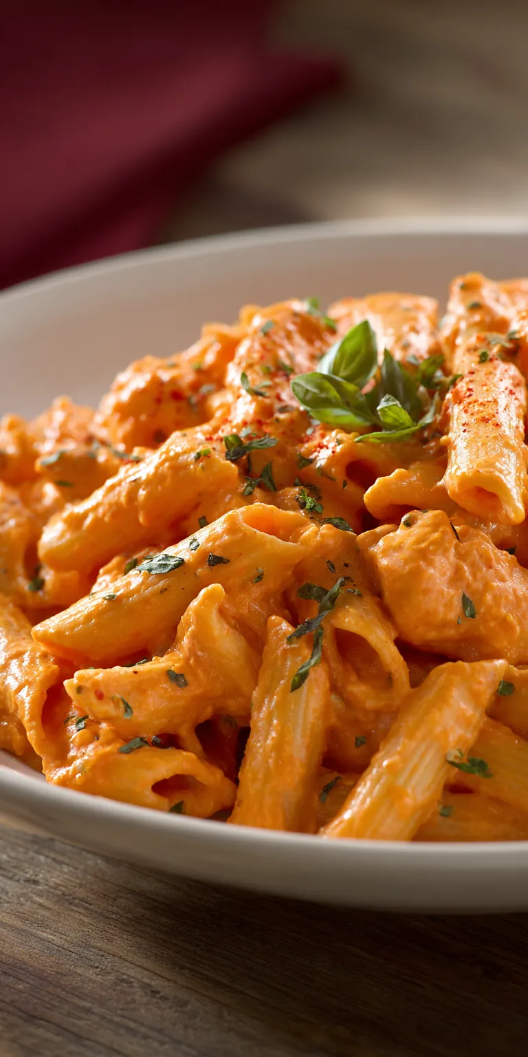 Creamy Roasted Red Pepper Pasta served warm with cozy spices