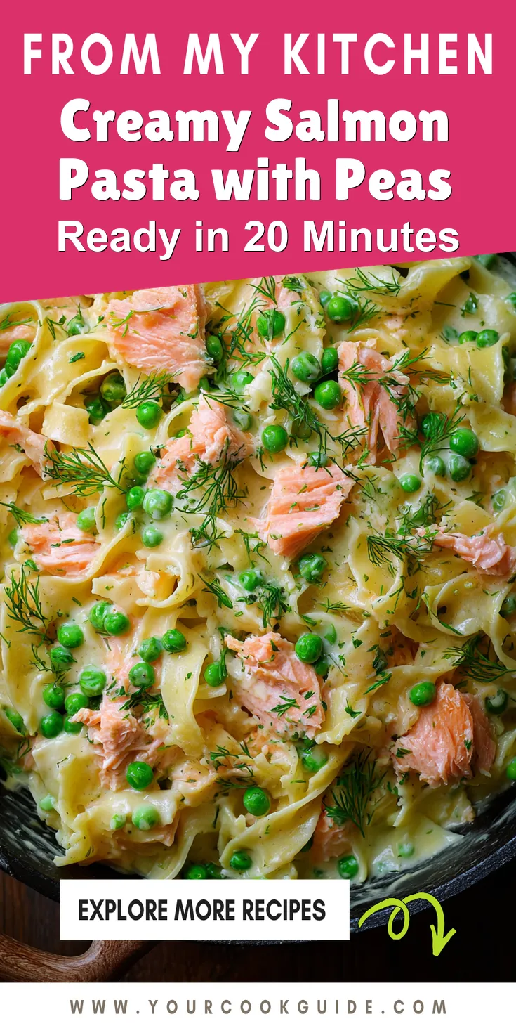 Creamy Salmon Pasta with Peas served warm with cozy spices