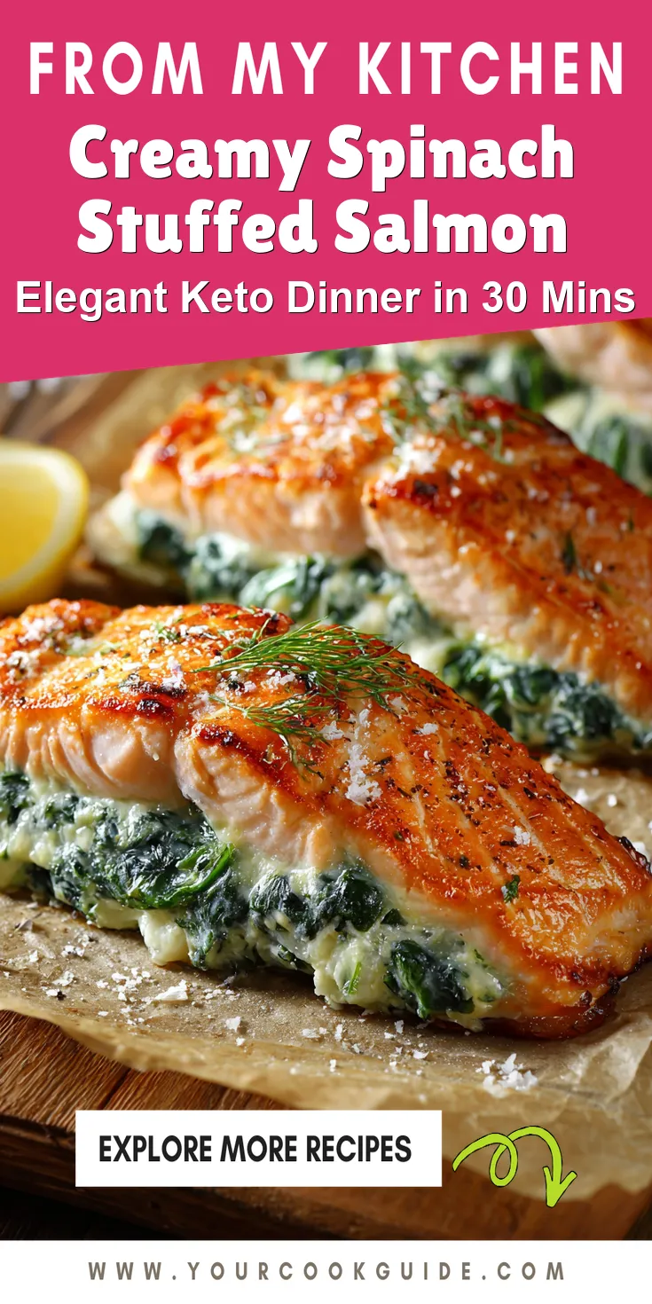 Creamy Spinach Stuffed Salmon served warm with cozy spices