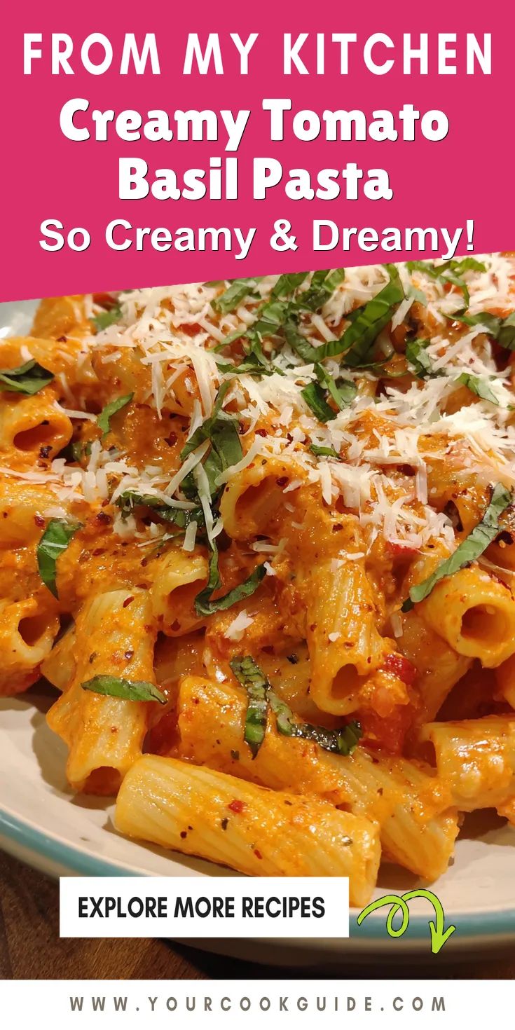 Creamy Tomato Basil Pasta served warm with cozy spices