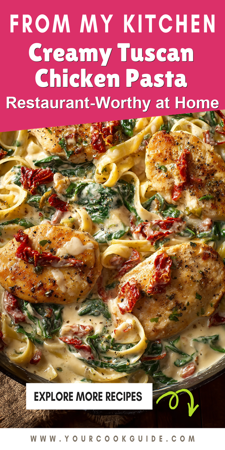 Creamy Tuscan Chicken Pasta served warm with cozy spices