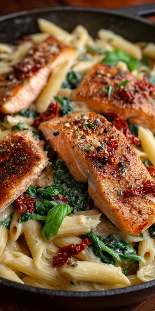 Creamy Tuscan Salmon Pasta Recipe