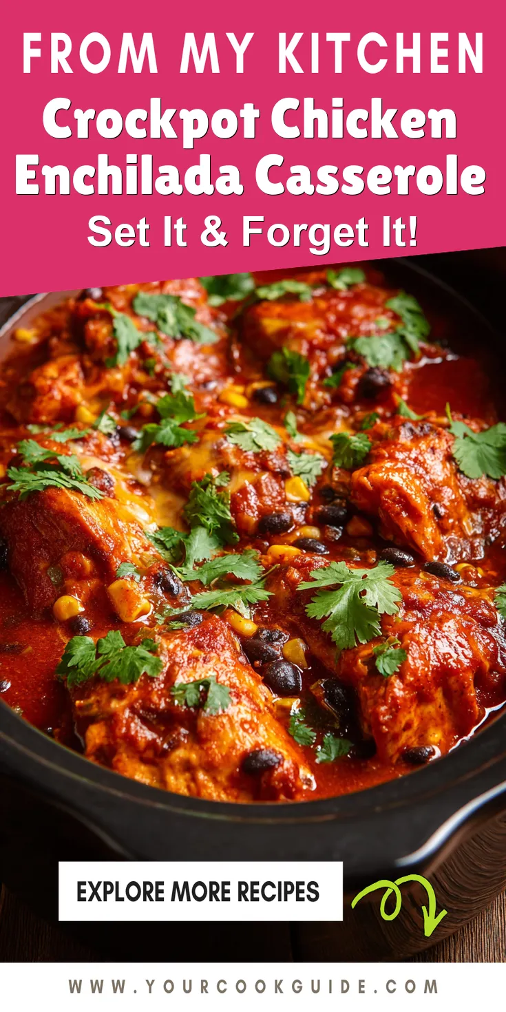 Crockpot Chicken Enchilada Casserole served warm with cozy spices