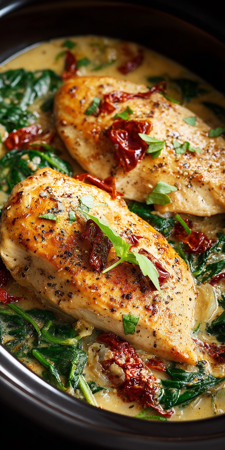 Crockpot Tuscan Chicken with Spinach Recipe