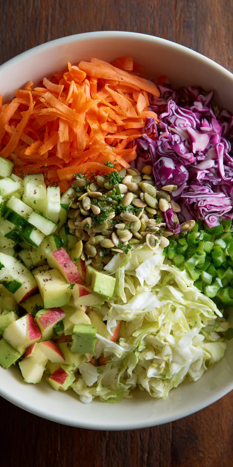 Detox Crunch Chopped Salad Bowl served warm with cozy spices
