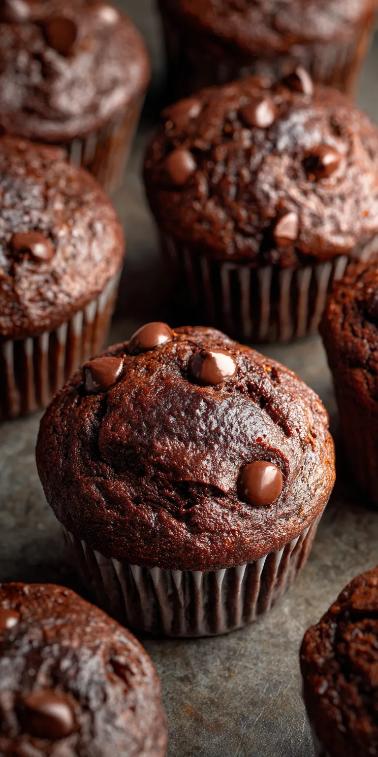 Double Chocolate Fudge Banana Muffins served warm with cozy spices