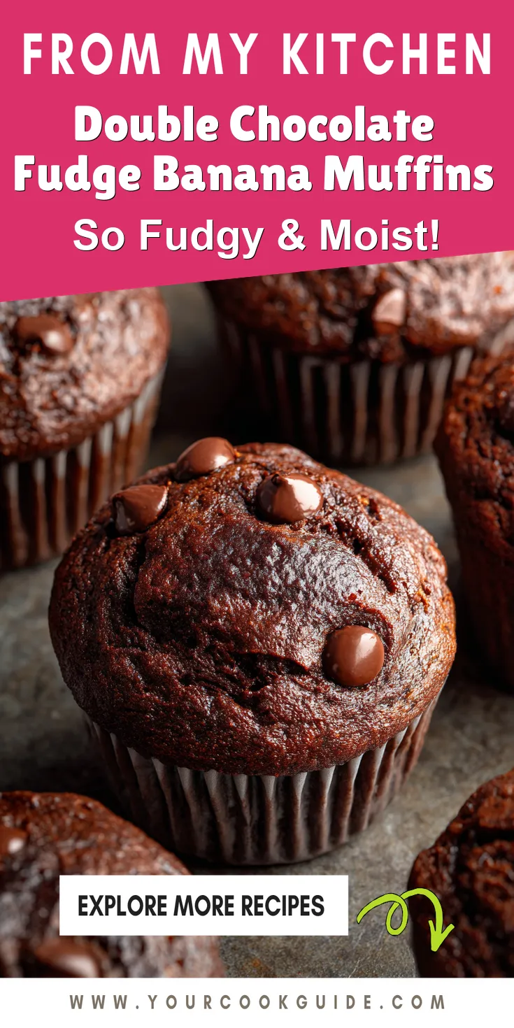 Double Chocolate Fudge Banana Muffins served warm with cozy spices