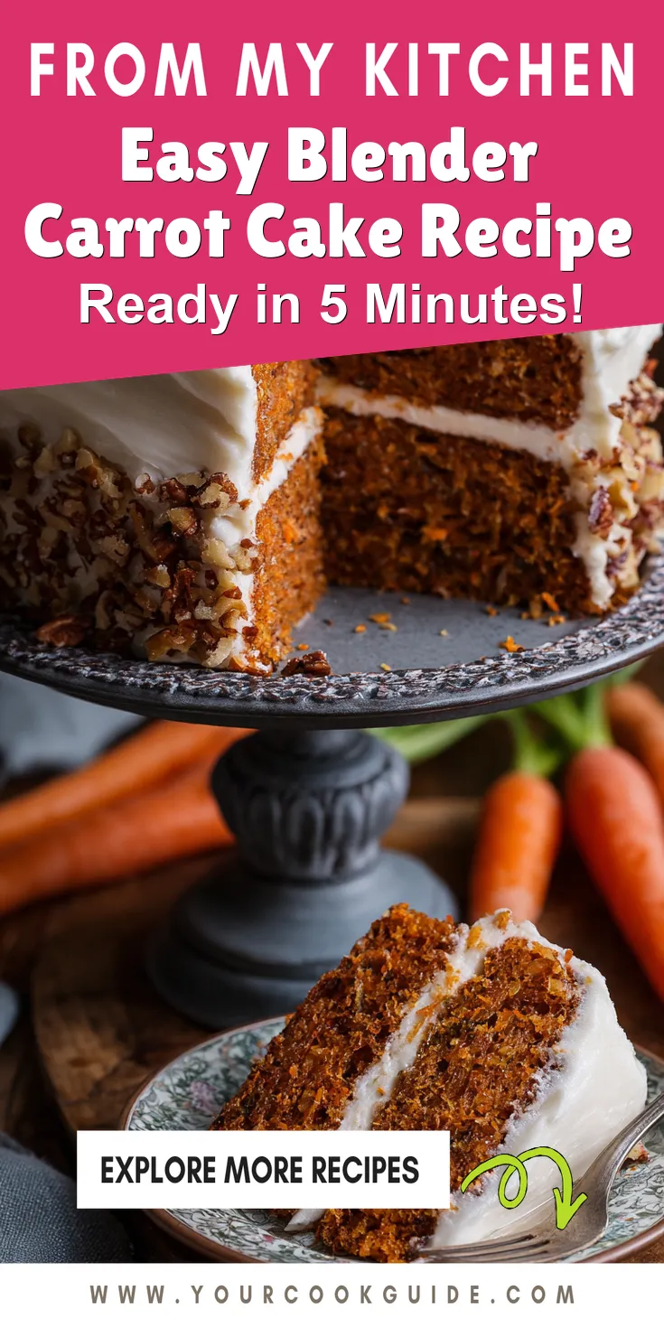 Easy Blender Carrot Cake Recipe served warm with cozy spices