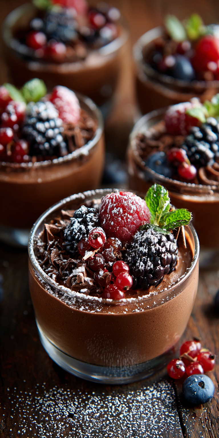 Easy Chocolate Mousse Dessert Cups served warm with cozy spices