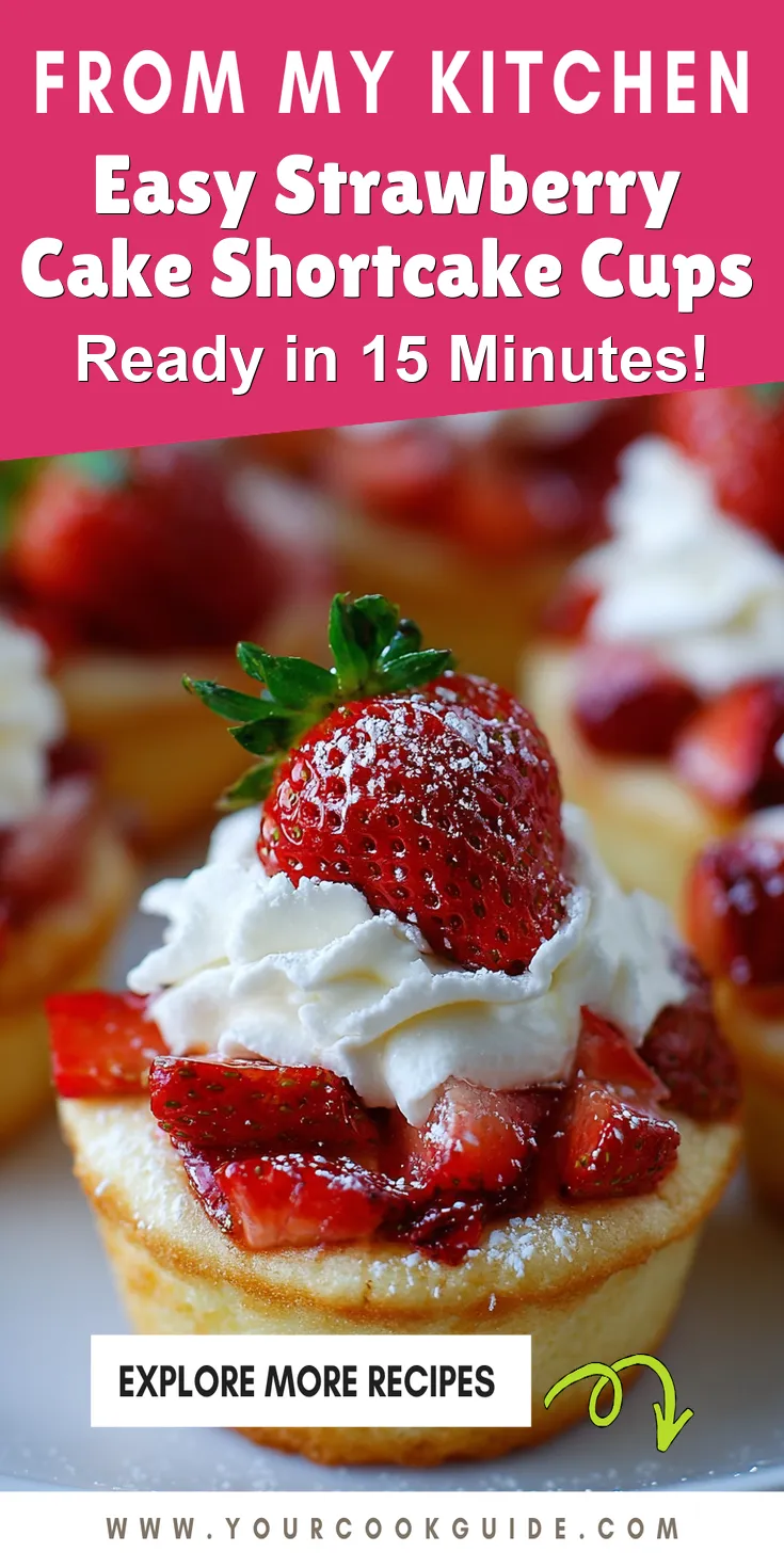 Easy Strawberry Cake Shortcake Cups served warm with cozy spices