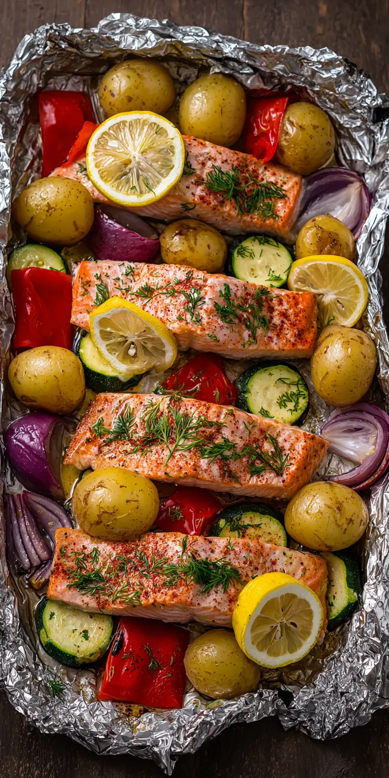 Foil Packet Salmon with Veggies served warm with cozy spices