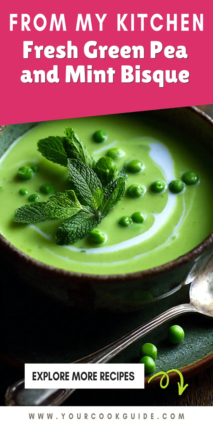 Fresh Green Pea and Mint Bisque served warm with cozy spices