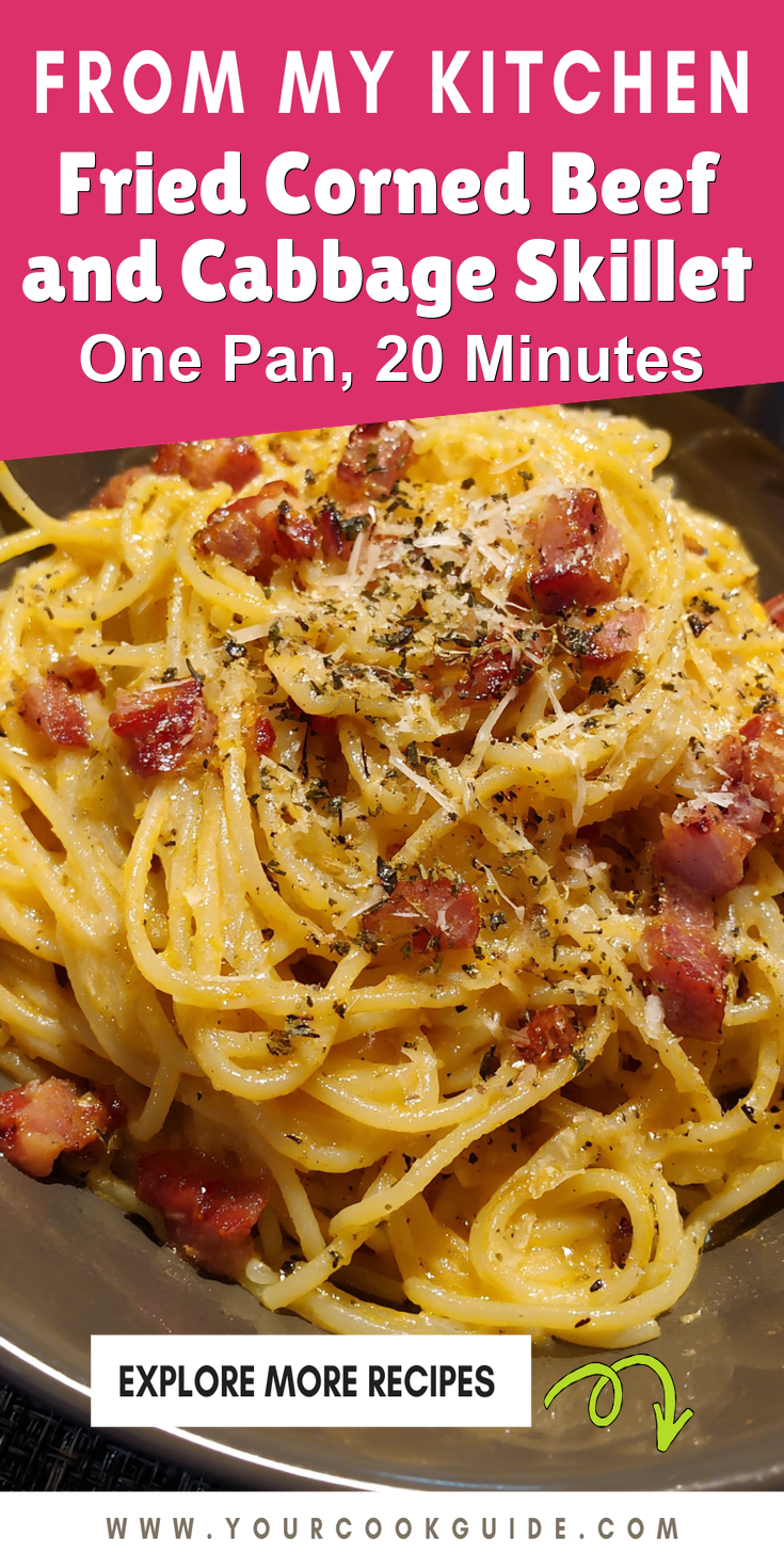 Fried Corned Beef and Cabbage Skillet served warm with cozy spices