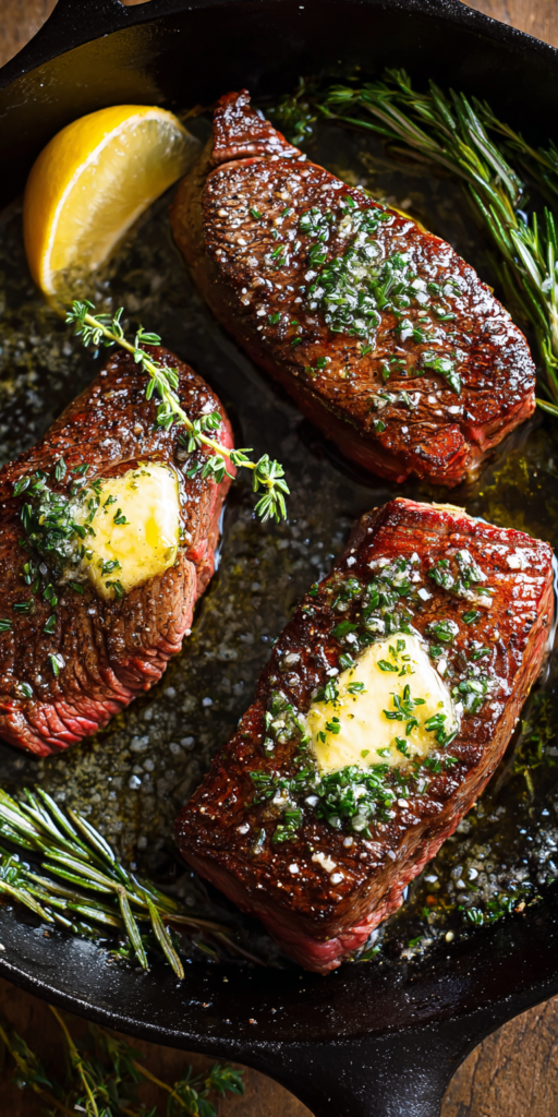 Garlic Butter Pan Seared Venison Steaks Recipe
