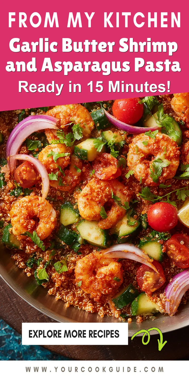 Garlic Butter Shrimp and Asparagus Pasta served warm with gentle spices and a cozy aroma