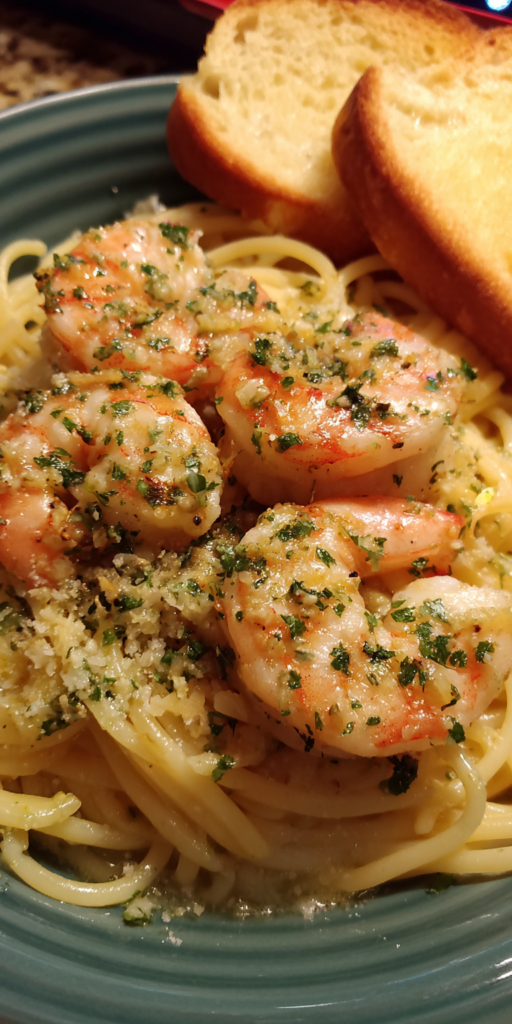 Garlic Butter Shrimp Scampi Quick Dinner served warm with cozy spices