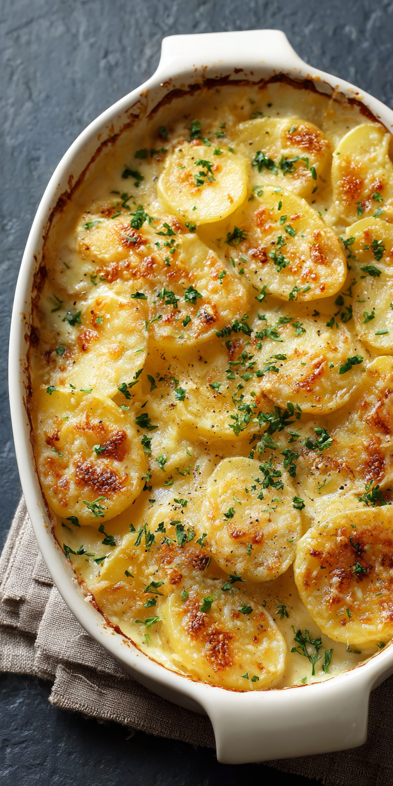 Garlic Parmesan Creamy Potatoes served warm with cozy spices