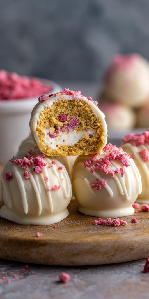 Golden Oreo Strawberry Shortcake Truffles served warm with cozy spices