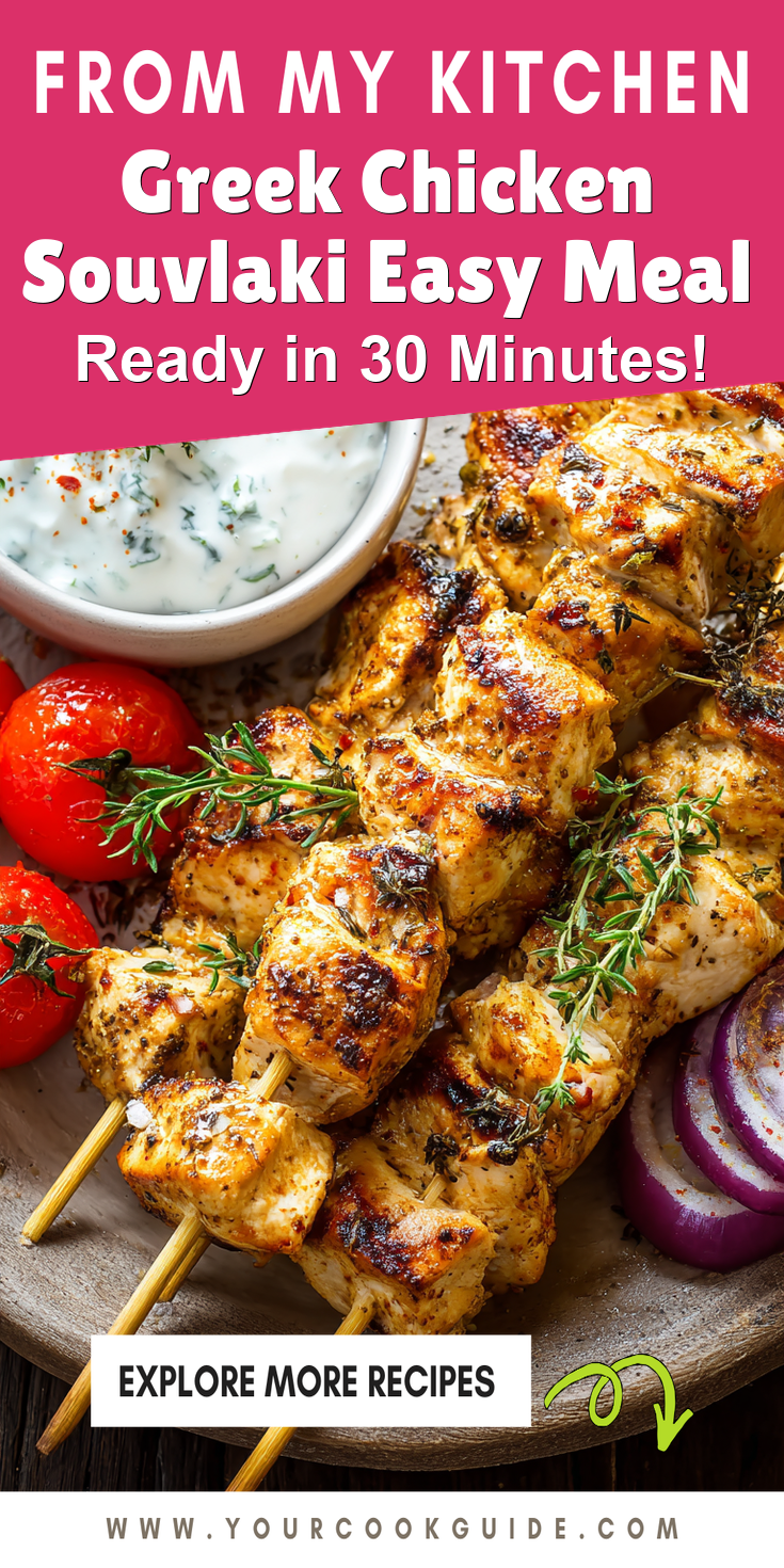 Greek Chicken Souvlaki Easy Meal served warm with cozy spices