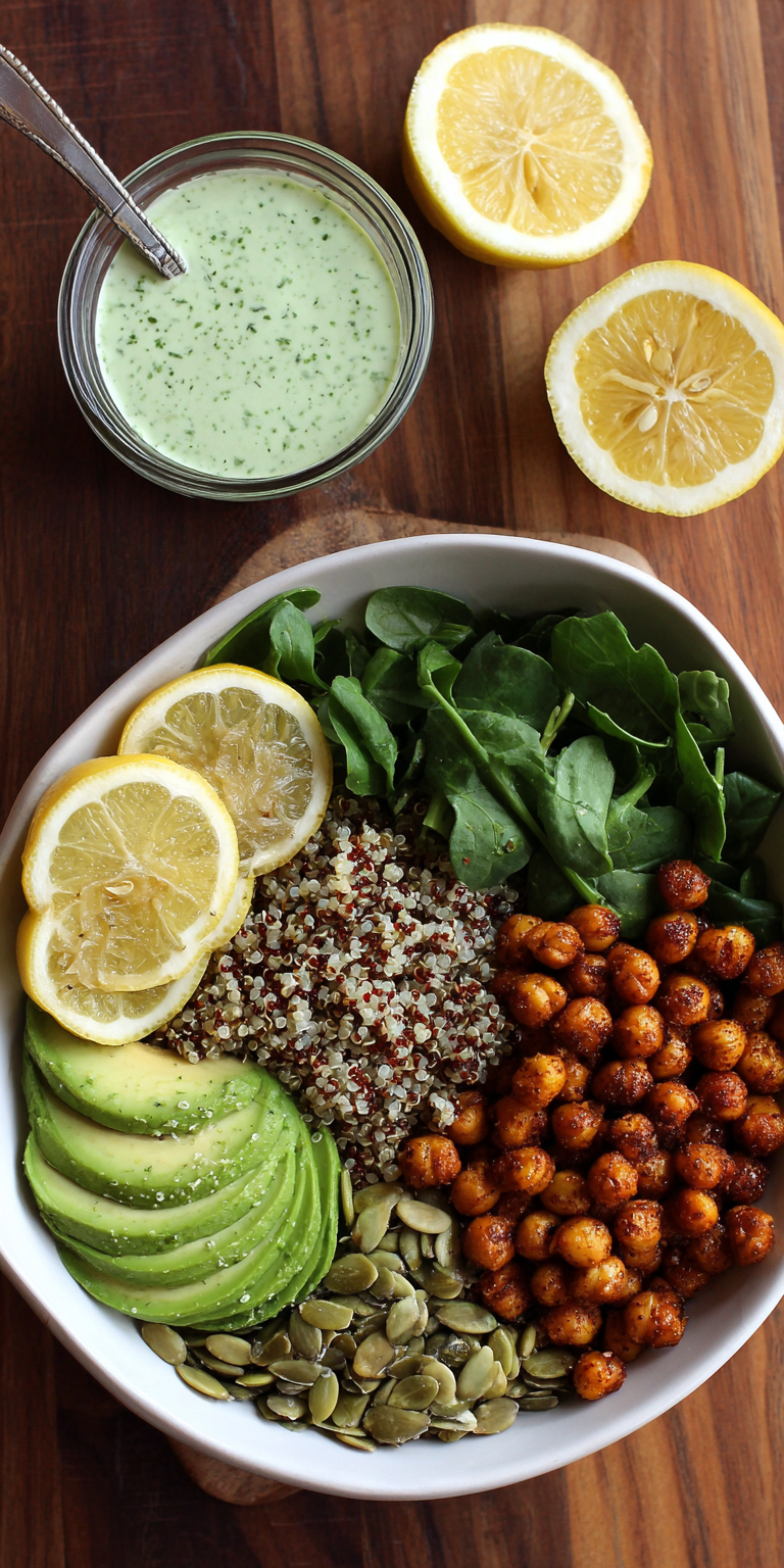 Green Goddess Quinoa Healthy Bowls served warm with cozy spices