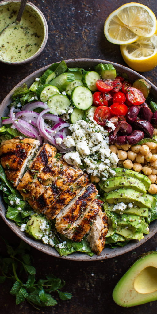 Grilled Chicken and Avocado Mediterranean Bowl Recipe