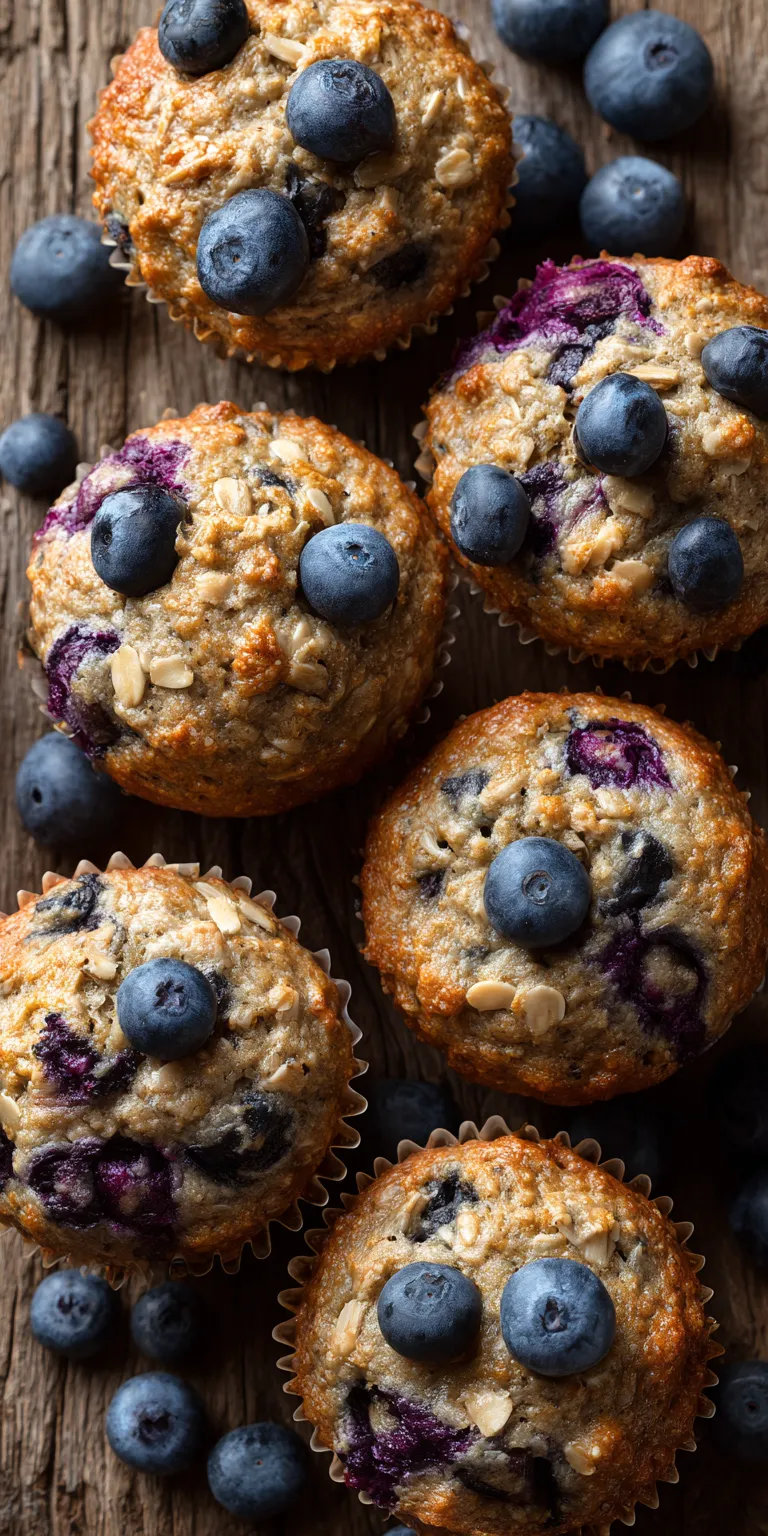 Healthy Blueberry Banana Oat Muffins served warm with cozy spices