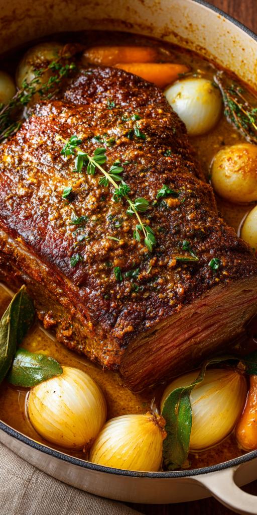 Honey Mustard Glazed Corned Beef served warm with cozy spices