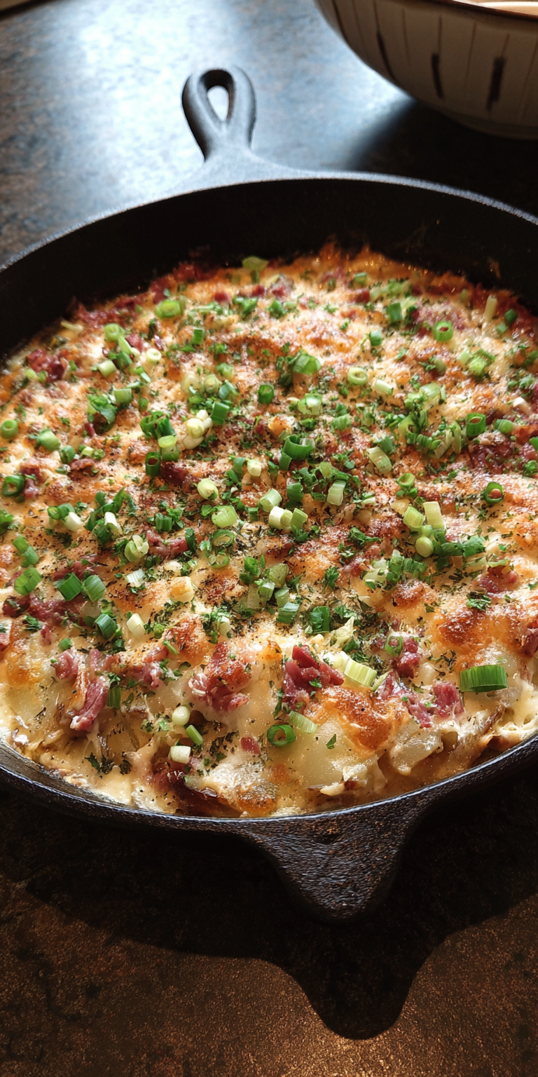 Irish Cast Iron Skillet Corned Beef Colcannon Casserole Recipe