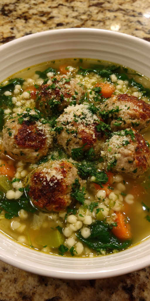 Italian Wedding Soup Spring Dinner Ideas served warm with cozy spices
